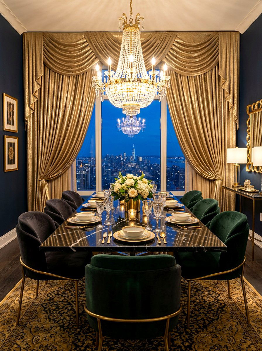 Gold Metallic Dining Room Drapes - 30 dining room draped curtains ideas
