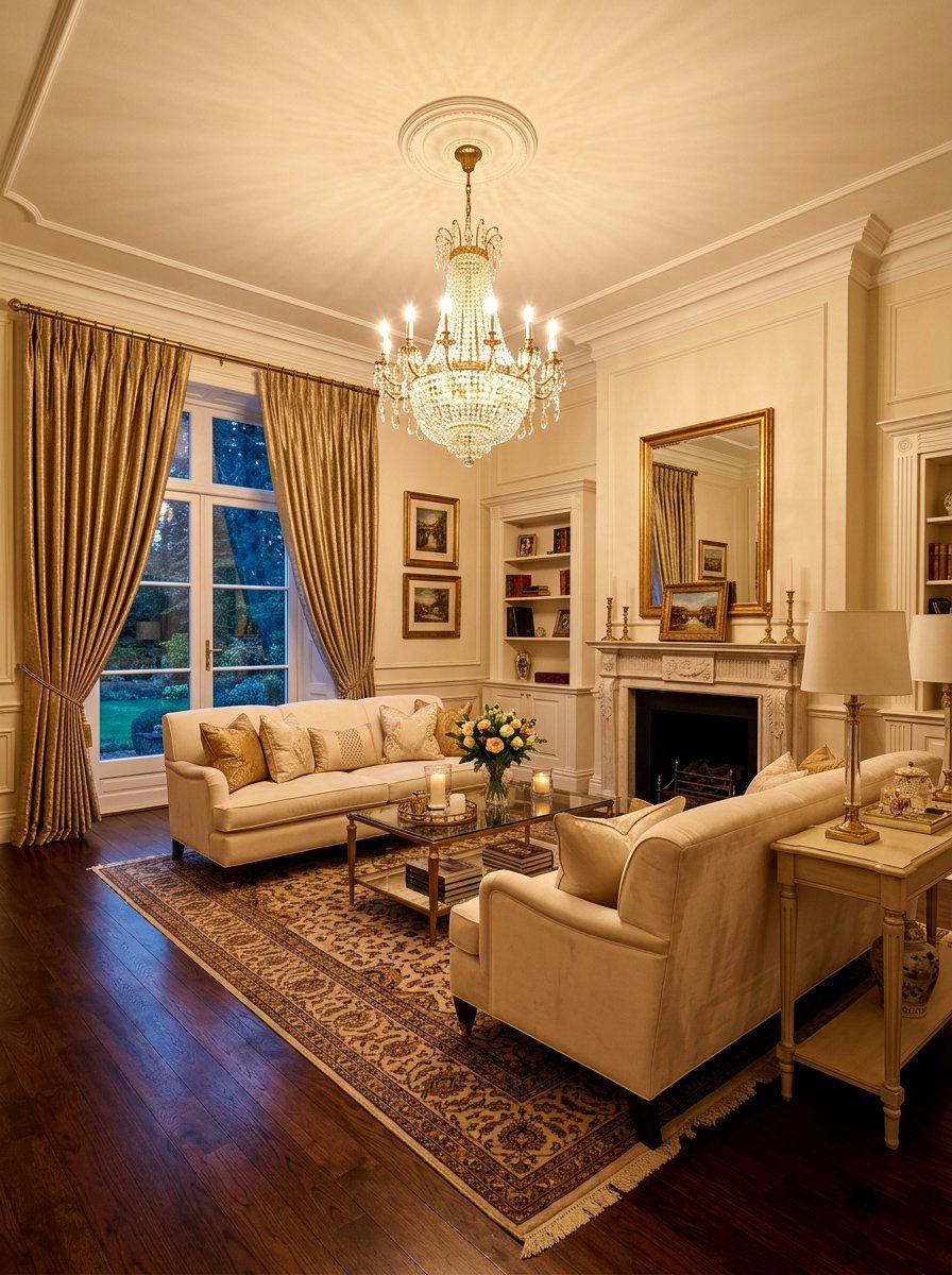 Gold Metallic Drapes - 30 statement drapes living room ideas