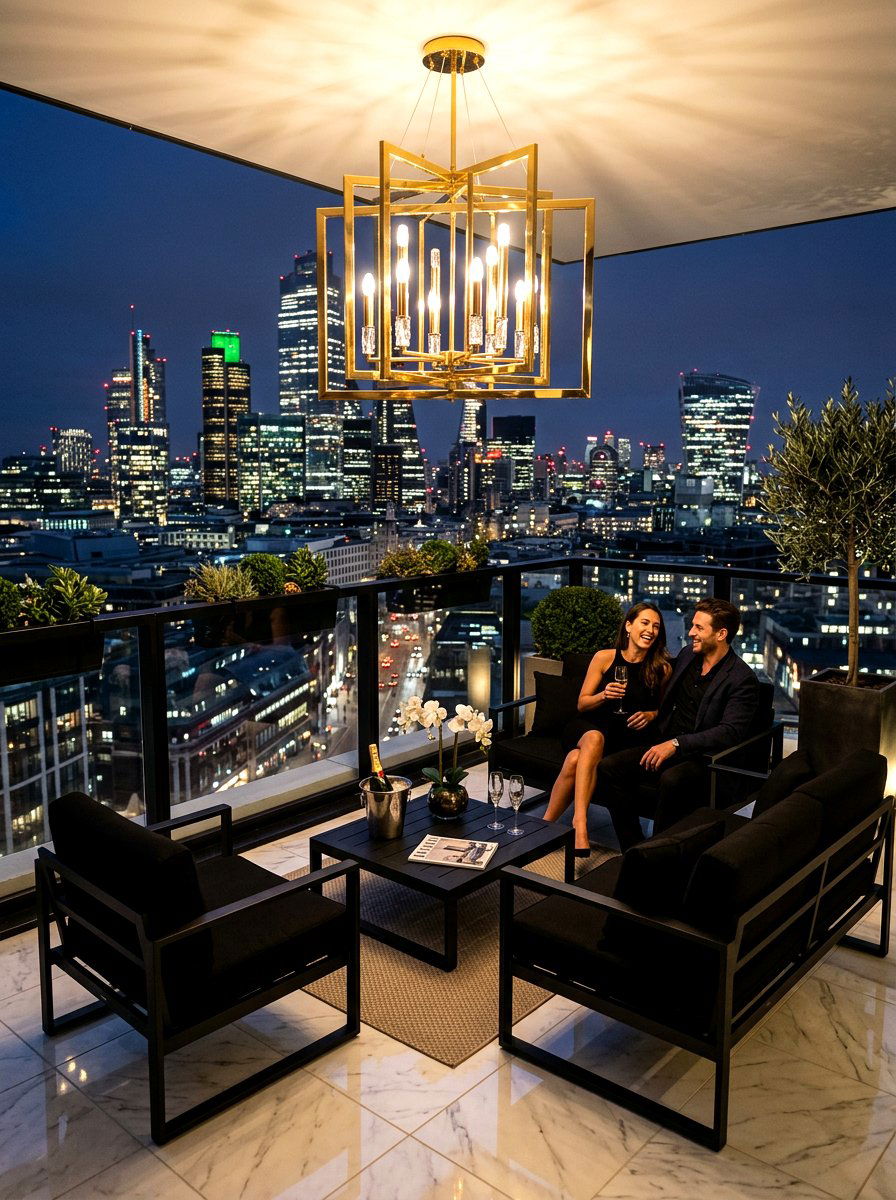 Gold Metallic Modern Chandelier - 30 outdoor chandelier ideas