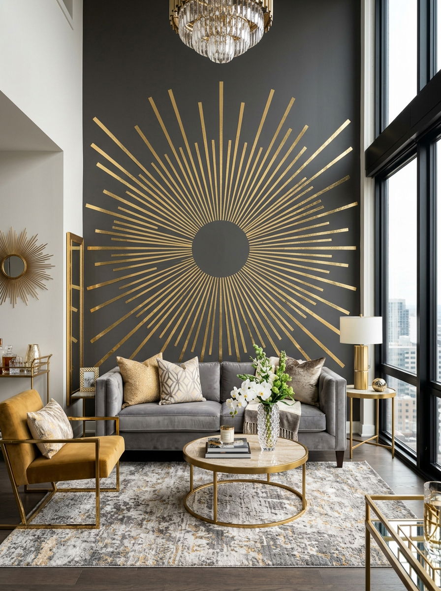 Gold Metallic Wall Accents - 30 removable wall molding ideas