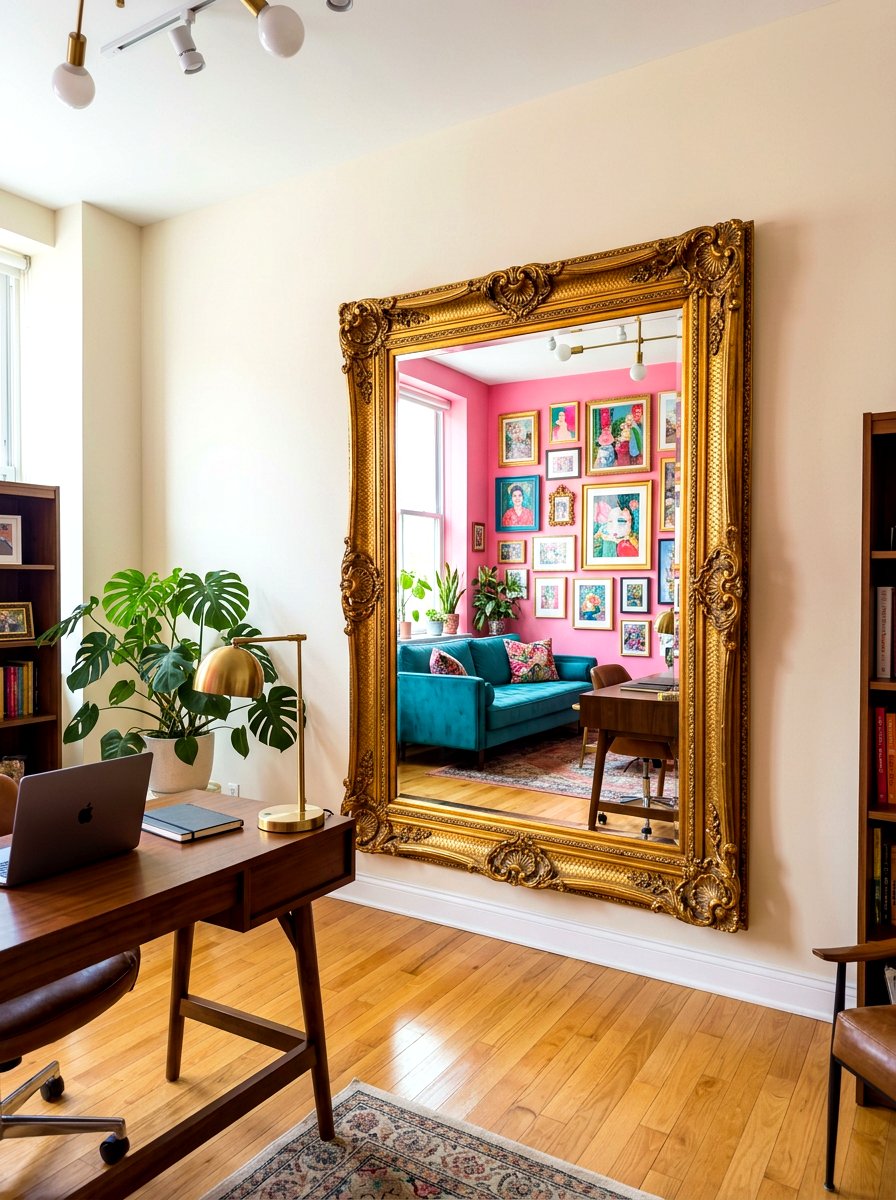 Gold Mirror Decor - 30 maximalist office ideas