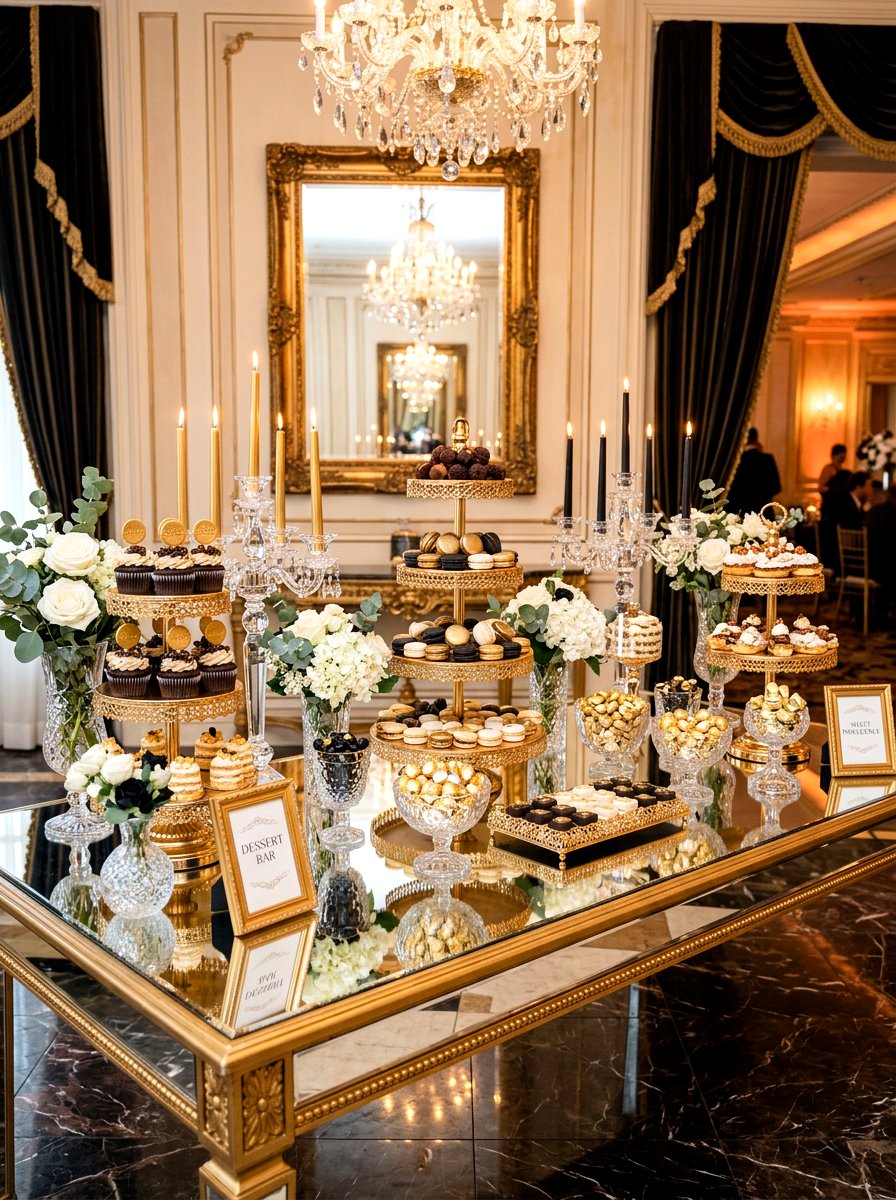 Gold Mirror Dessert Table - 30 dessert table decor ideas