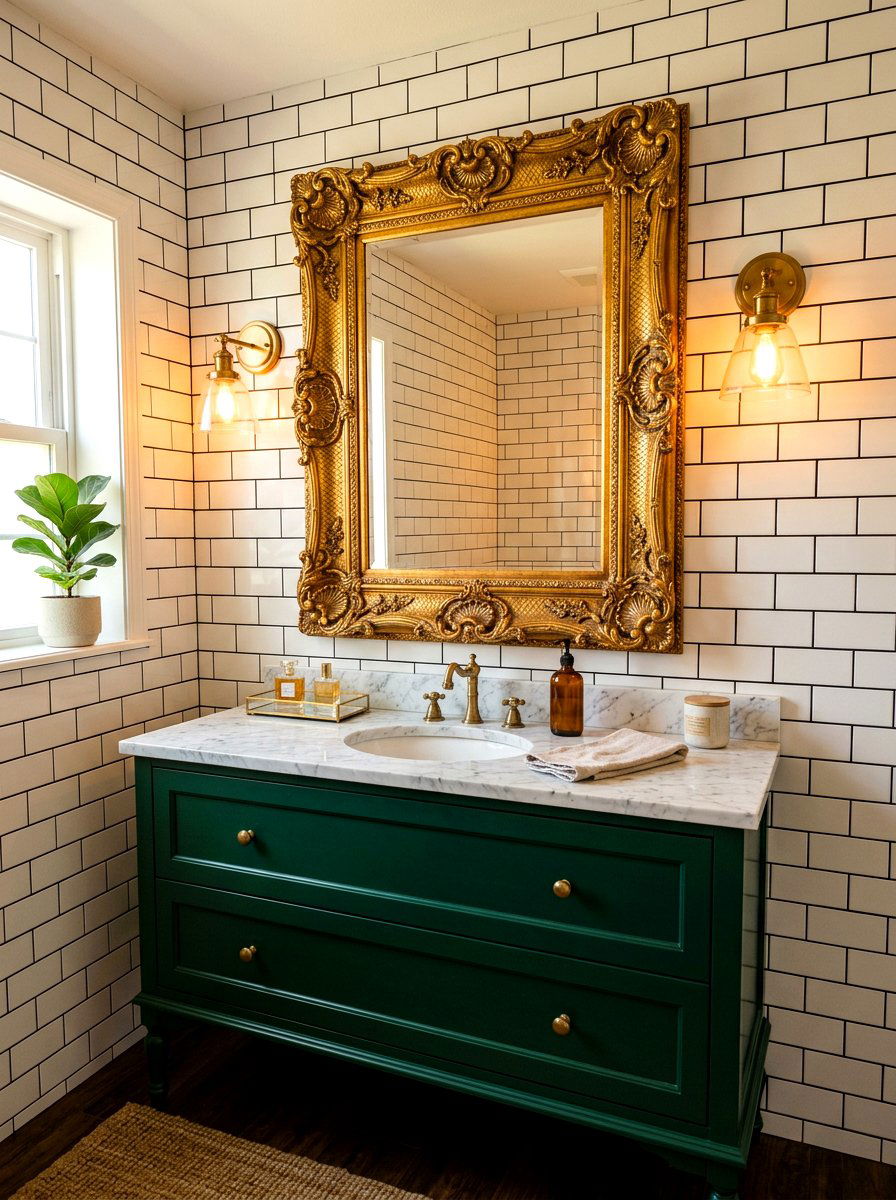 Gold Mirror Frame - 30 timeless bathroom ideas