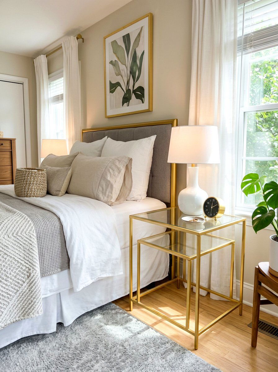 Gold Nightstand - 30 gold accent decor ideas