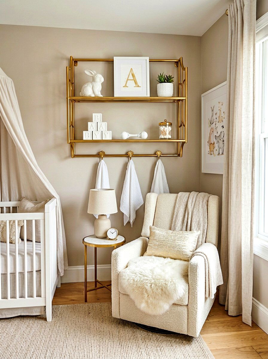 Gold Nursery Shelf - 30 nursery shelf styling ideas