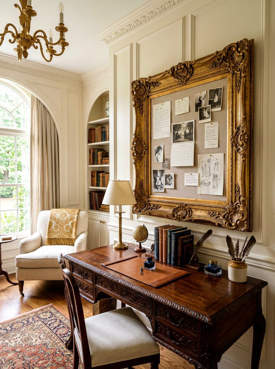 Gold Ornate Frame Board - 30 office pinboard ideas