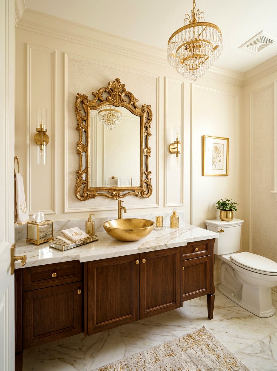 Gold Powder Room - 30 powder room ideas