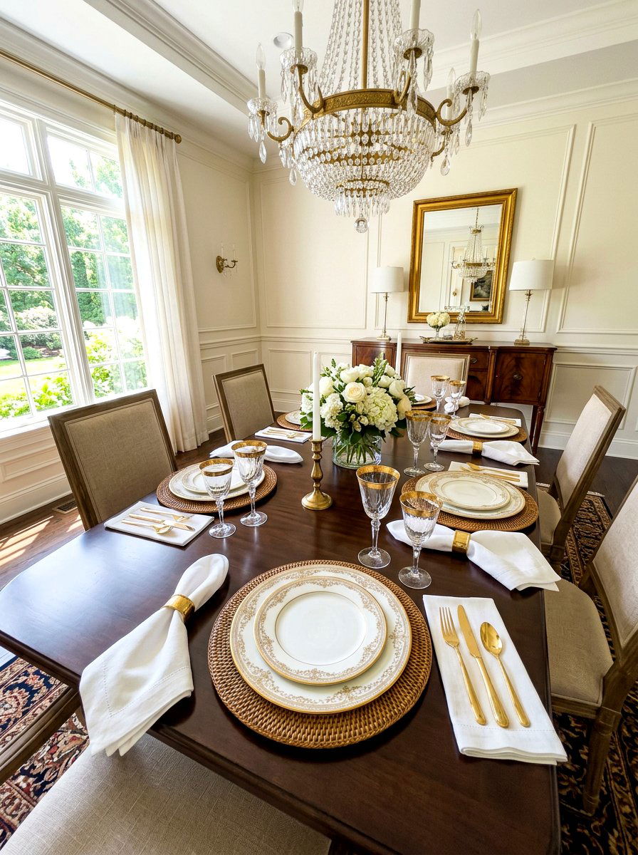 Gold Rimmed Dinnerware - 30 fall harvest table ideas