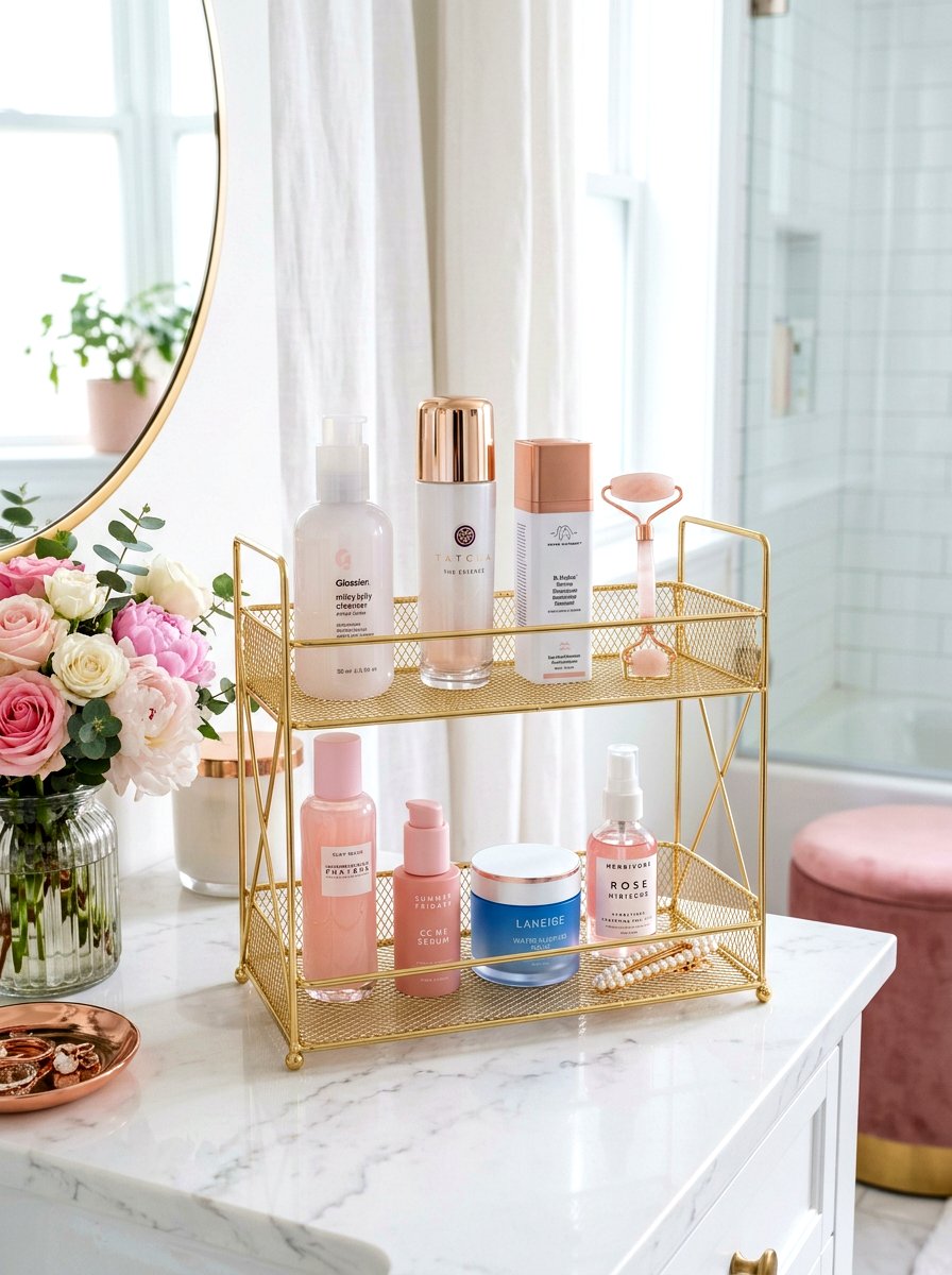 Gold Skincare Organizer - 30 skincare station ideas
