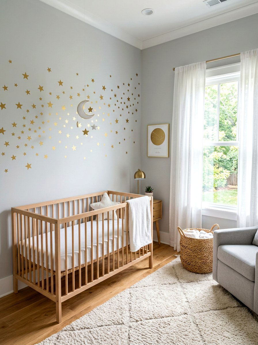 Gold Star Wall Decals - 30 celestial nursery ideas
