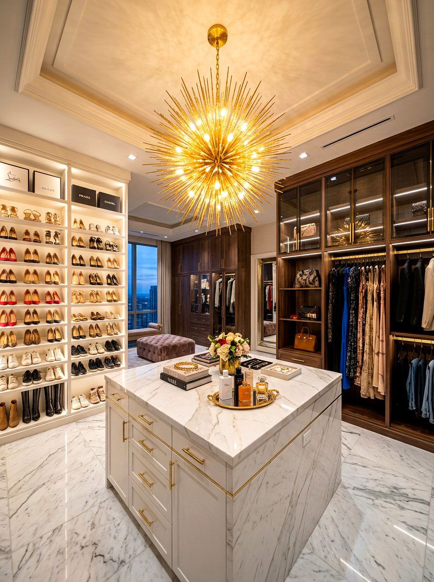 Gold Starburst Chandelier - 30 closet chandelier ideas