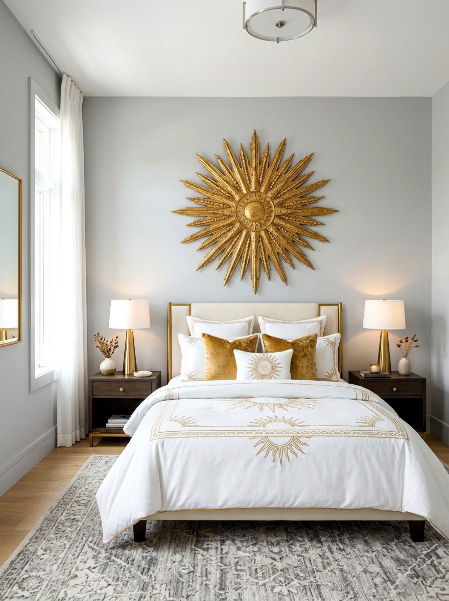 Gold Sunburst Wall Decor - 30 extra celestial bedroom ideas