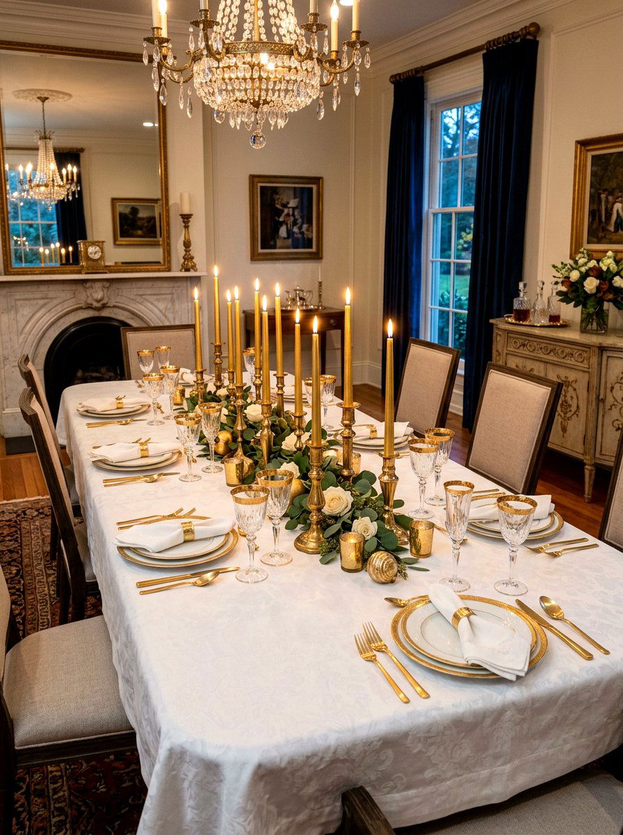 Gold Taper Candle Table - 30 Thanksgiving table decor ideas