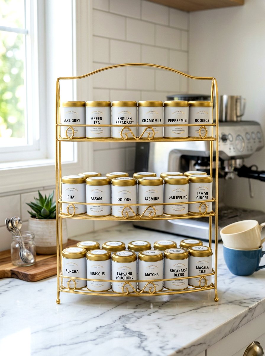 Gold Tiered Rack - 30 tea shelf styling ideas