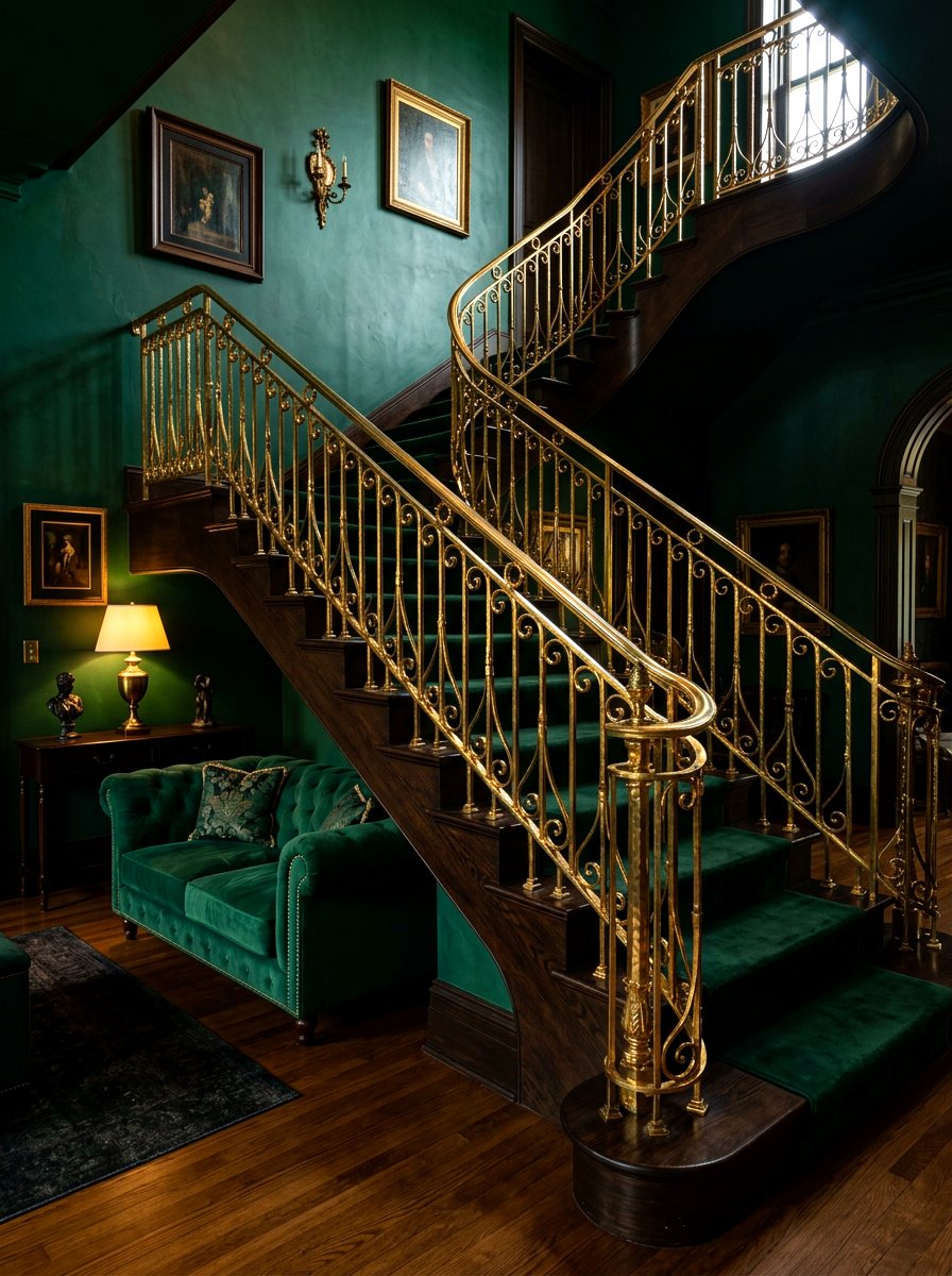 Gold Toned Metal Railing - 30 open loft railing ideas