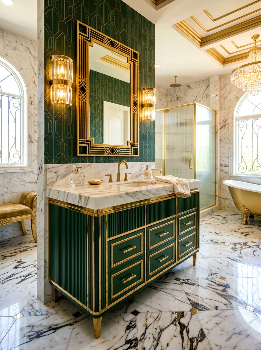 Gold Trim Fluted Vanity - 30 fluted vanity ideas