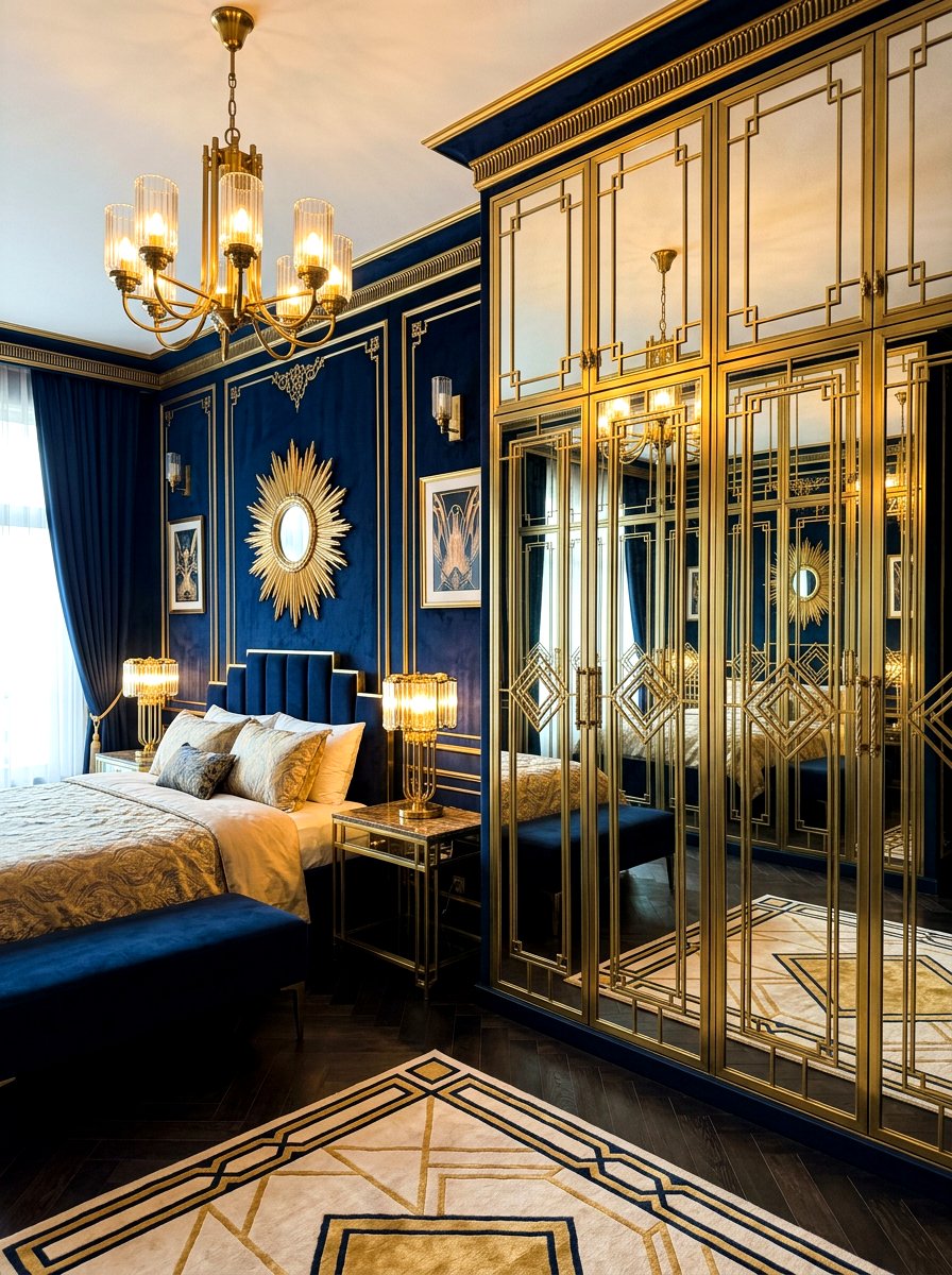 Gold Trim Mirrored Closet - 30 mirrored closet ideas