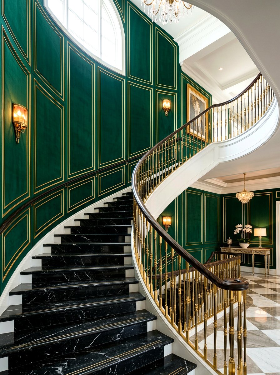 Gold Trimmed Panels - 30 staircase wall panel ideas