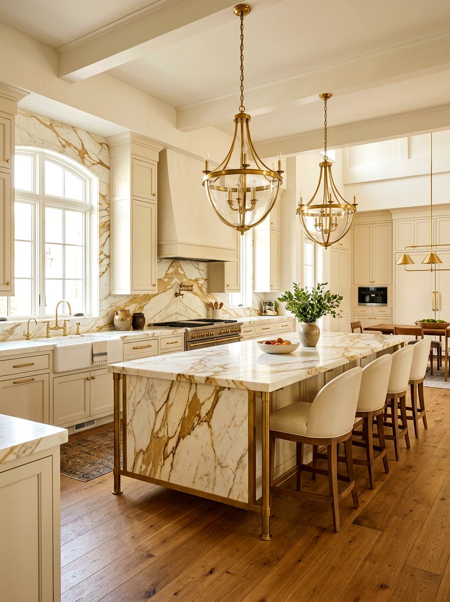 Gold Vein Marble - 30 slab stone kitchen ideas