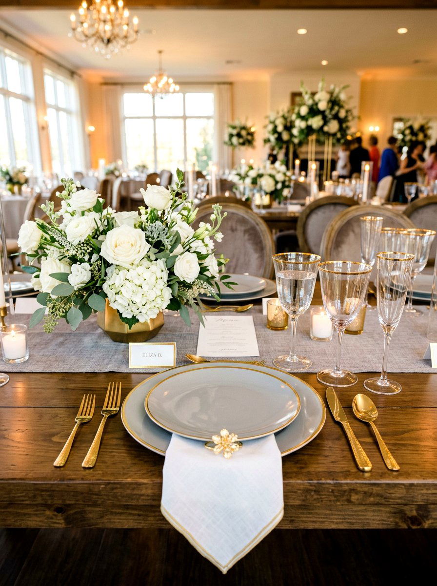Gold accent place setting - 30 place setting ideas