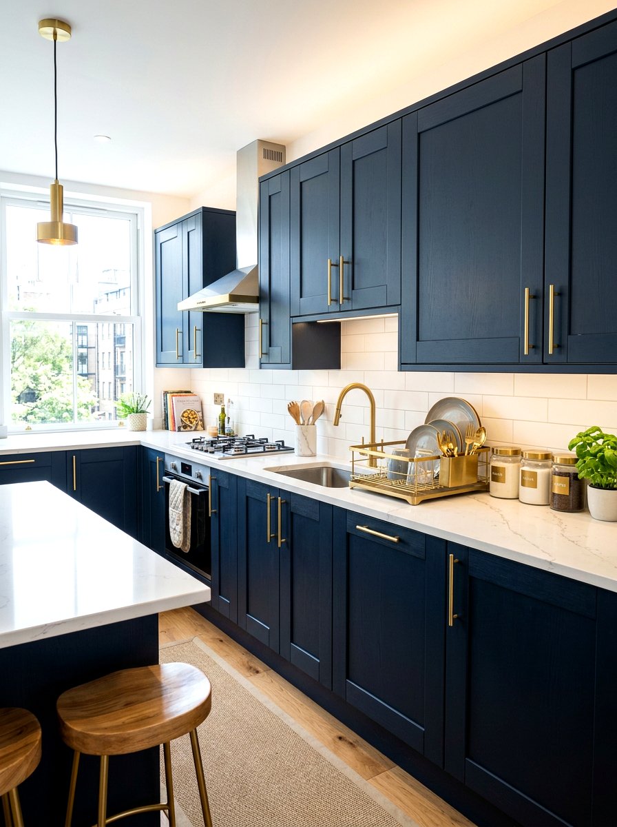 Gold accent rental kitchen - 30 rental kitchen glow up ideas