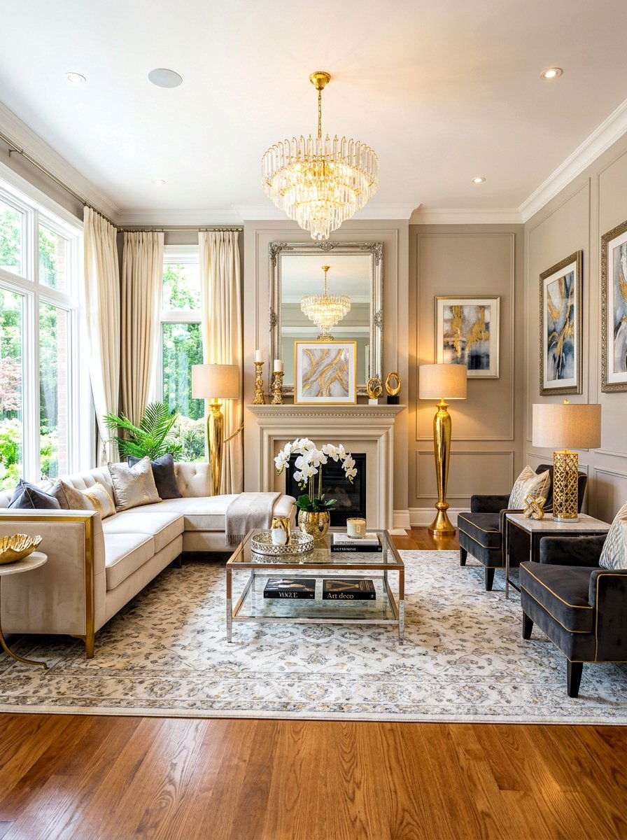 Gold and silver living room - 30 mixed metal decor ideas
