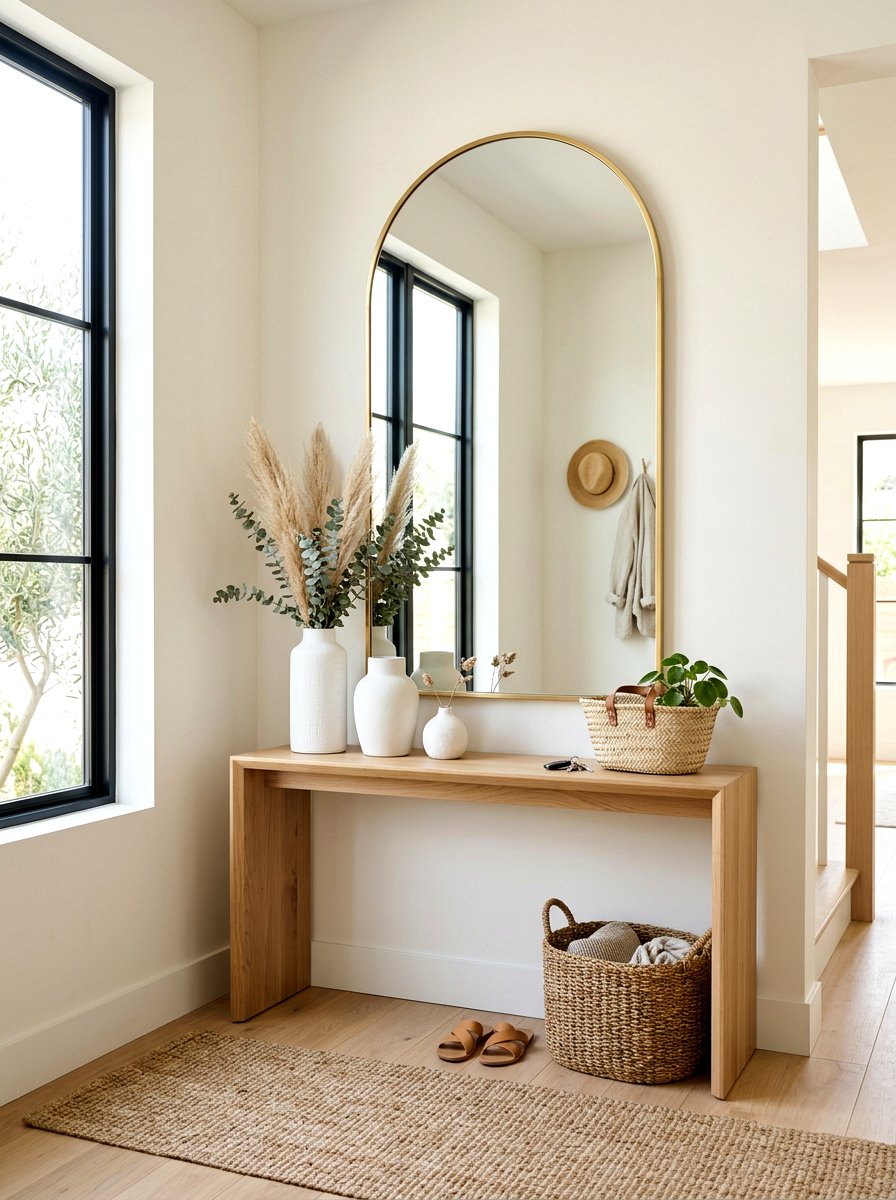 Gold arched mirror entryway - 30 arched mirror decor ideas