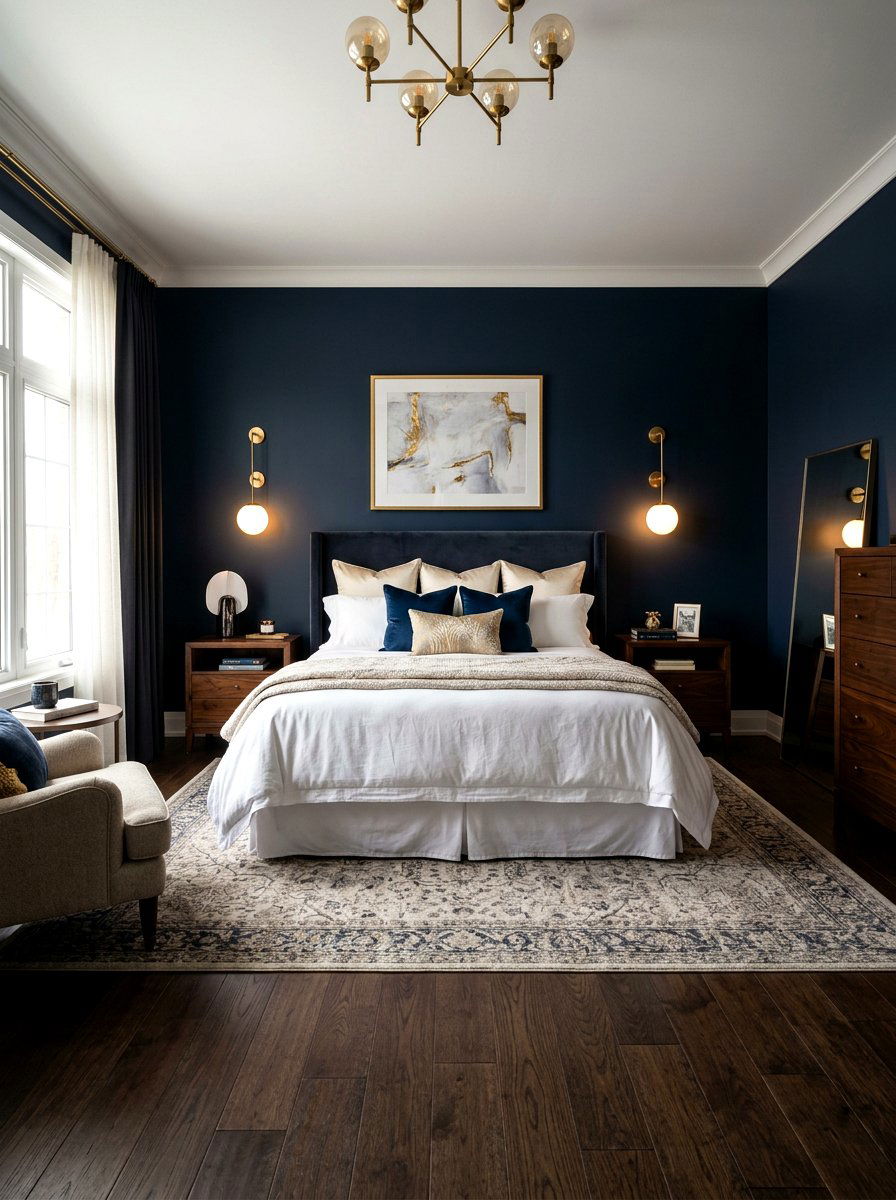 Gold brass sconces - 30 neo deco bedroom ideas