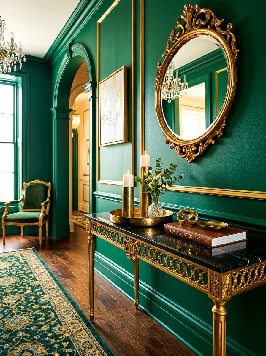 Gold console table decor - 30 hallway console styling ideas