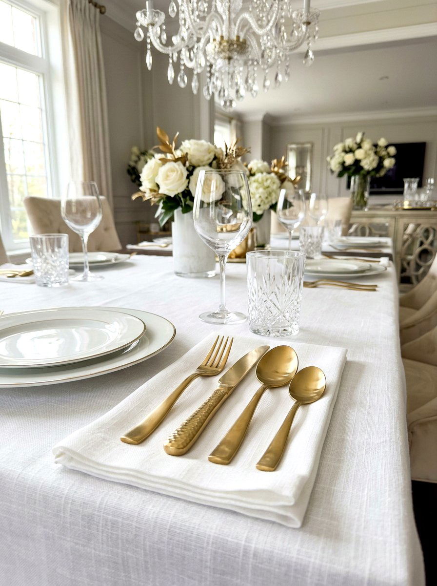 Gold cutlery set - 30 neutral tablescape ideas