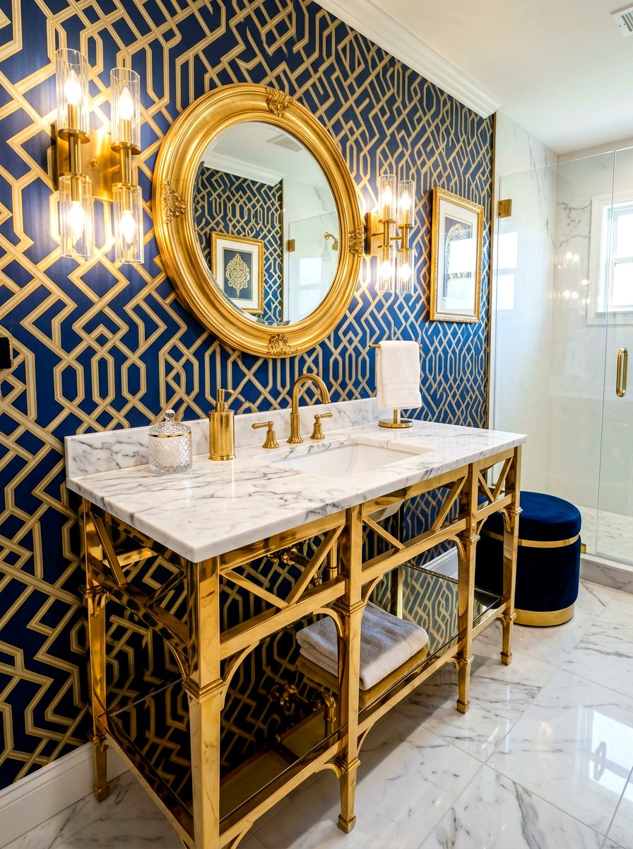 Gold frame vanity - 30 powder room vanity ideas