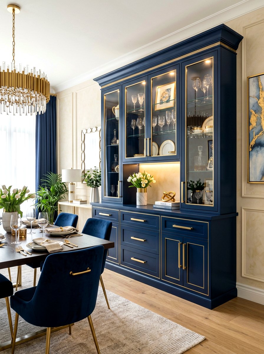 Gold hardware hutch - 30 statement hutch dining ideas