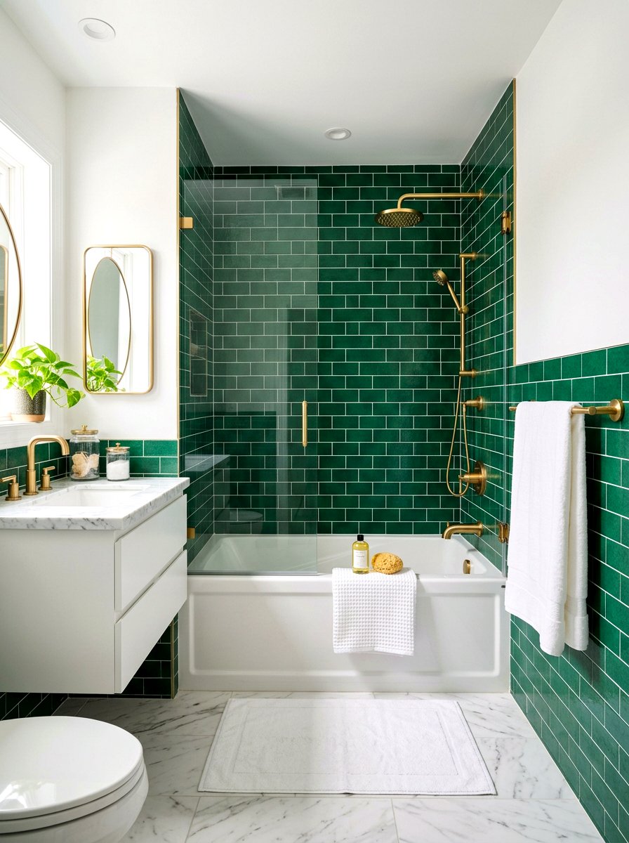 Gold hardware tub shower - 30 tub shower combo ideas