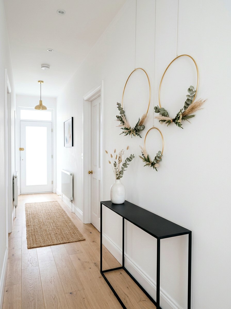 Gold hoop wreath - 30 wreath wall display ideas