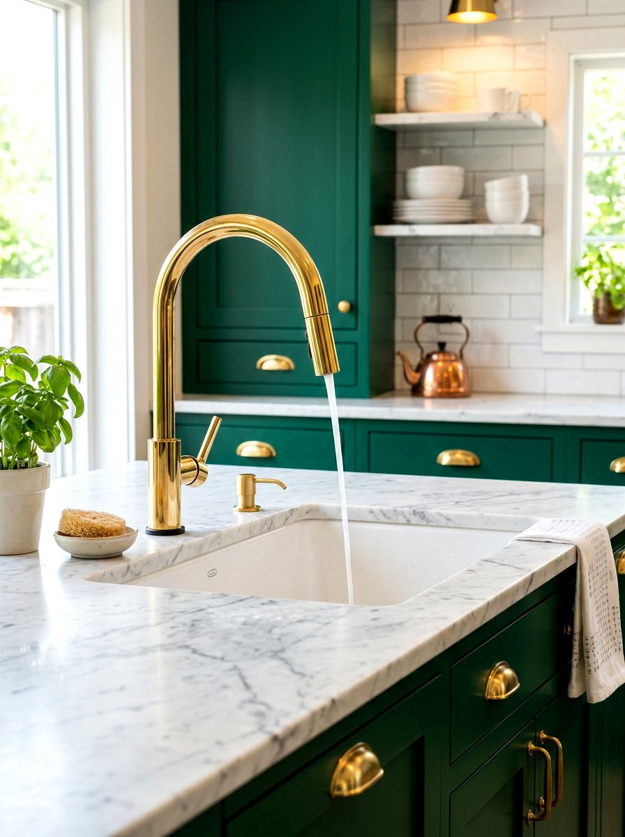 Gold kitchen faucet - 30 neo deco kitchen ideas