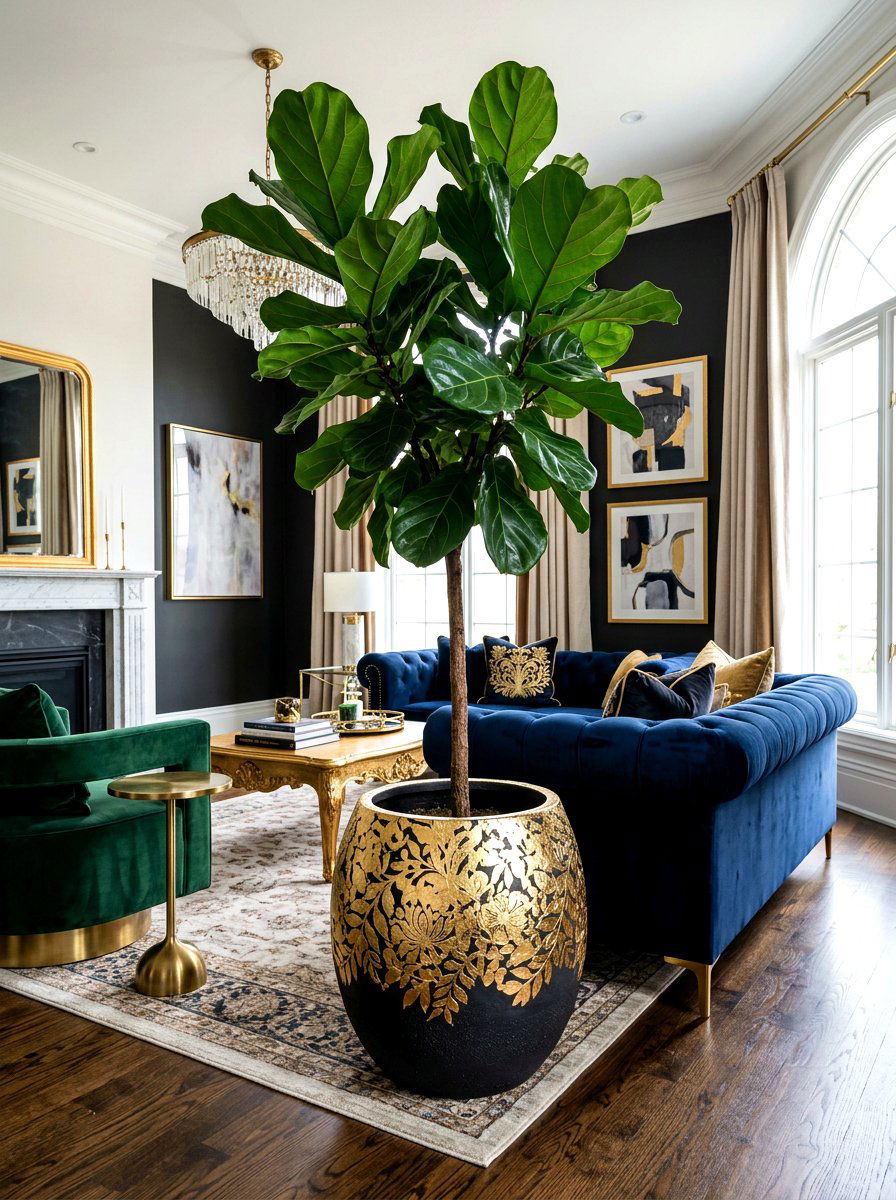 Gold leaf flower pot - 30 painted flower pot ideas