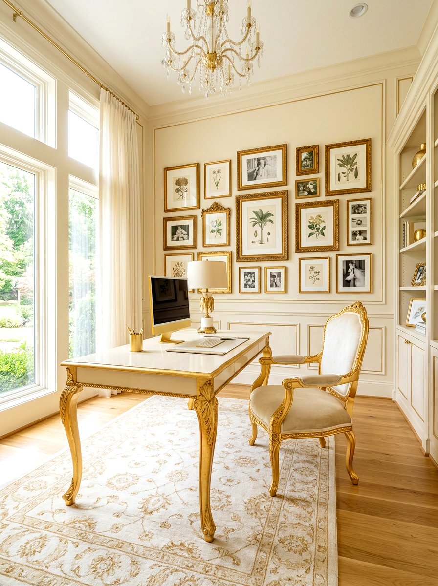 Gold leaf office accent - 30 chinoiserie office ideas