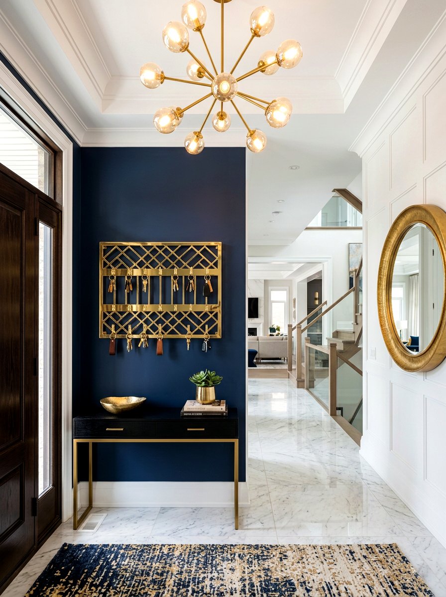 Gold metal key rack - 30 key holder wall ideas