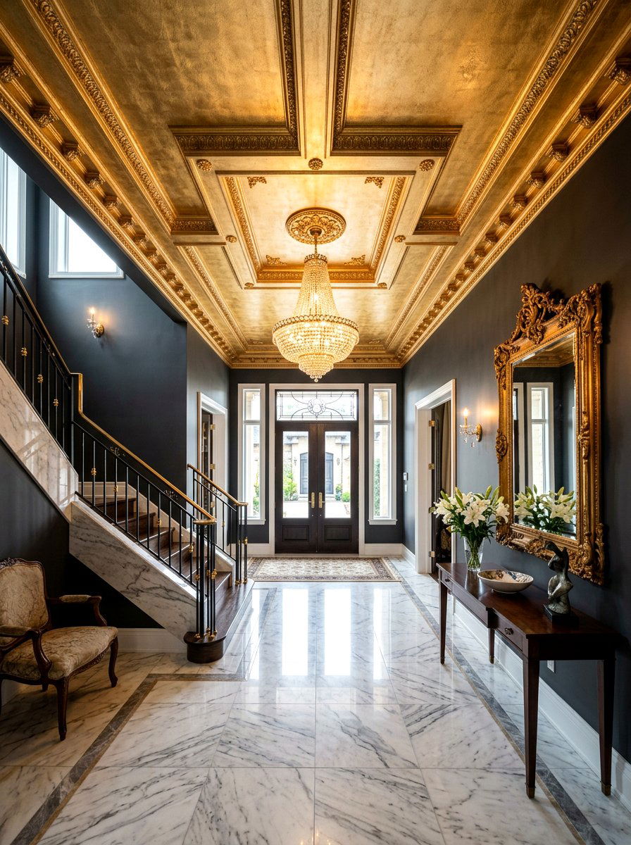 Gold metallic ceiling - 30 painted ceiling ideas