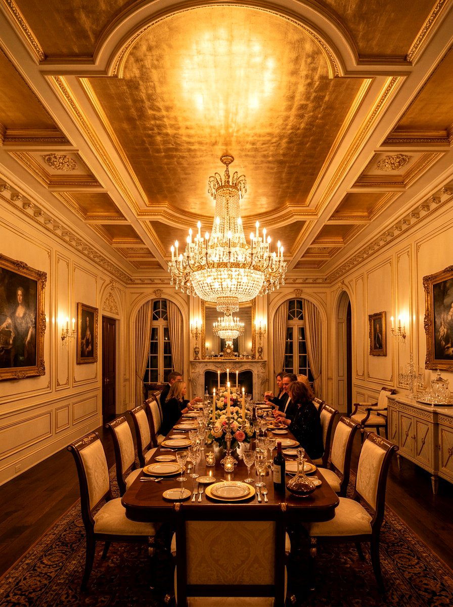 Gold metallic dining room ceiling - 30 painted ceiling dining room ideas