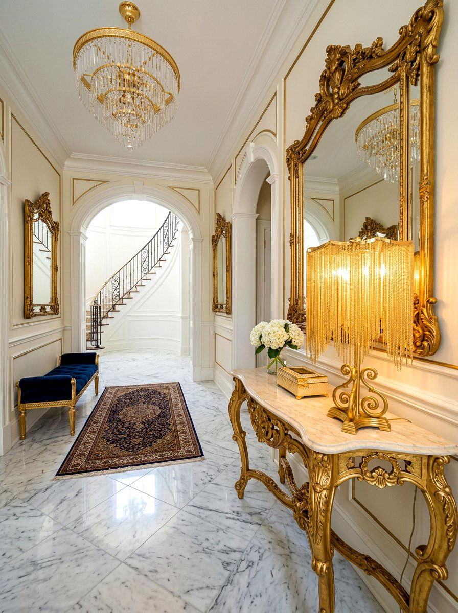 Gold metallic fringe lamp shade - 30 fringed lamp shade ideas