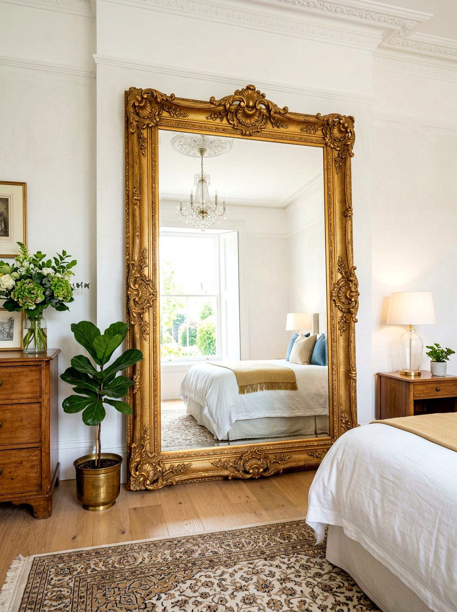 Gold ornate mirror bedroom - 30 Paris apartment bedroom ideas