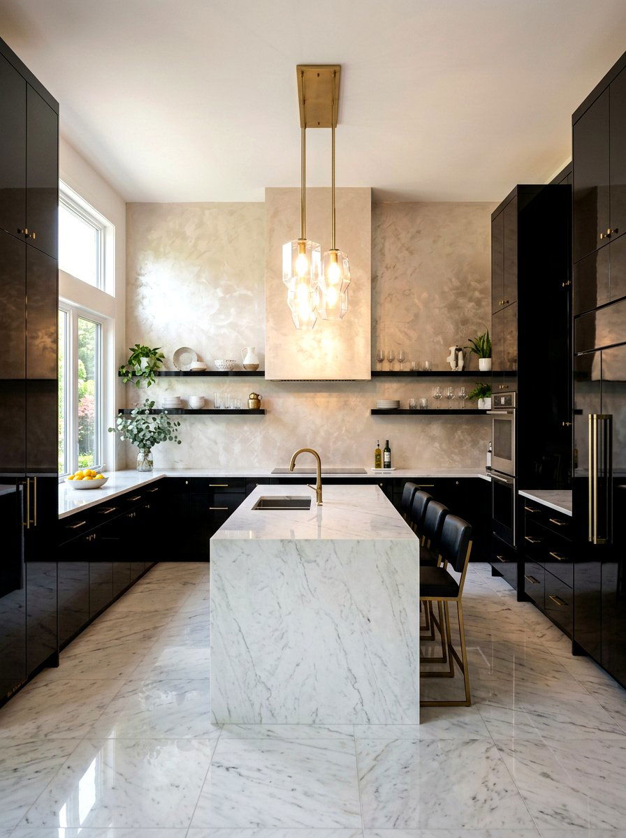 Gold rimmed plate wall - 30 plate wall kitchen ideas