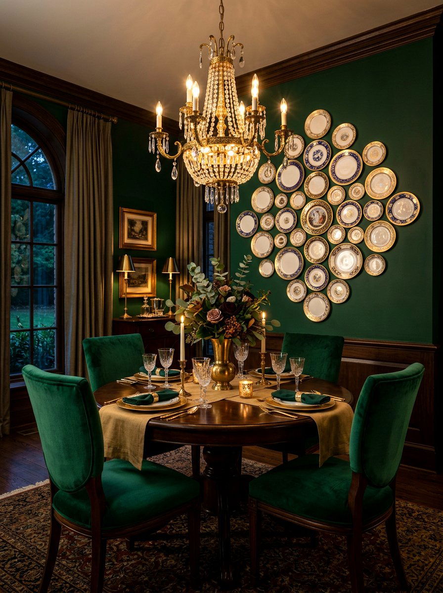 Gold rimmed porcelain display - 30 collected china wall ideas