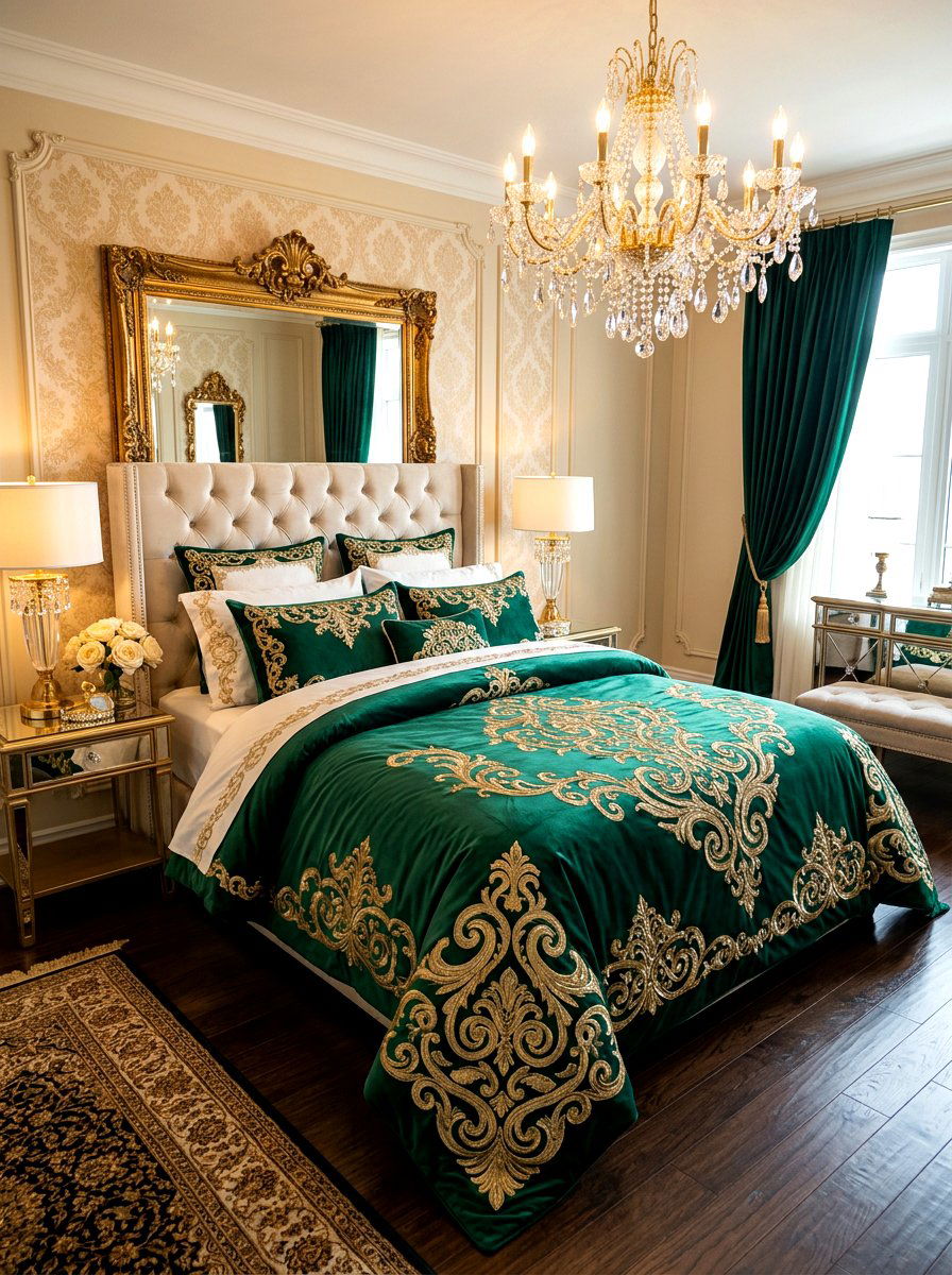 Gold thread bedding - 30 embroidered bedding ideas