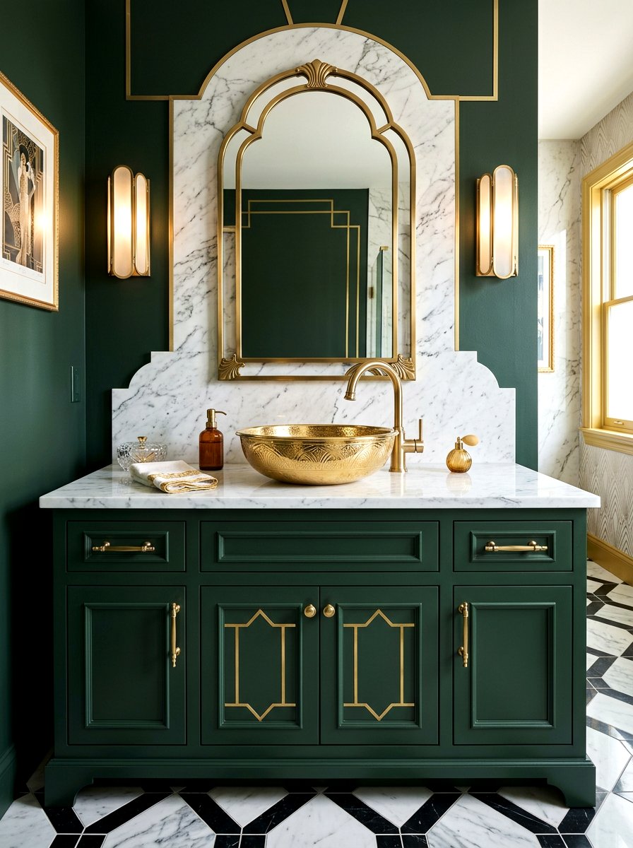Gold vessel sink - 30 vessel sink powder room ideas