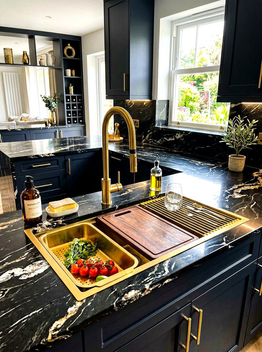 Gold workstation sink - 30 workstation sink ideas