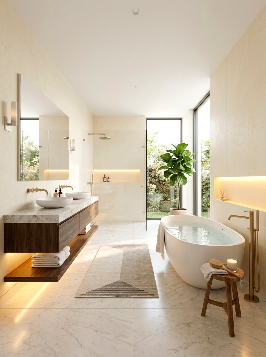 30 Sunset Bathroom Ideas for Warm Glow and Spa Calm Vibes