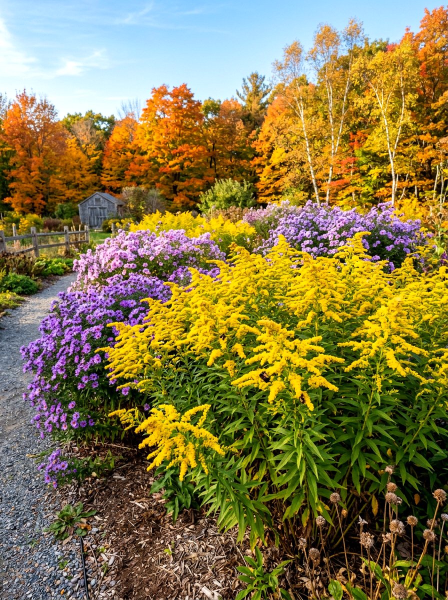 Goldenrod Autumn Pollinator Bed - 30 butterfly haven backyard ideas