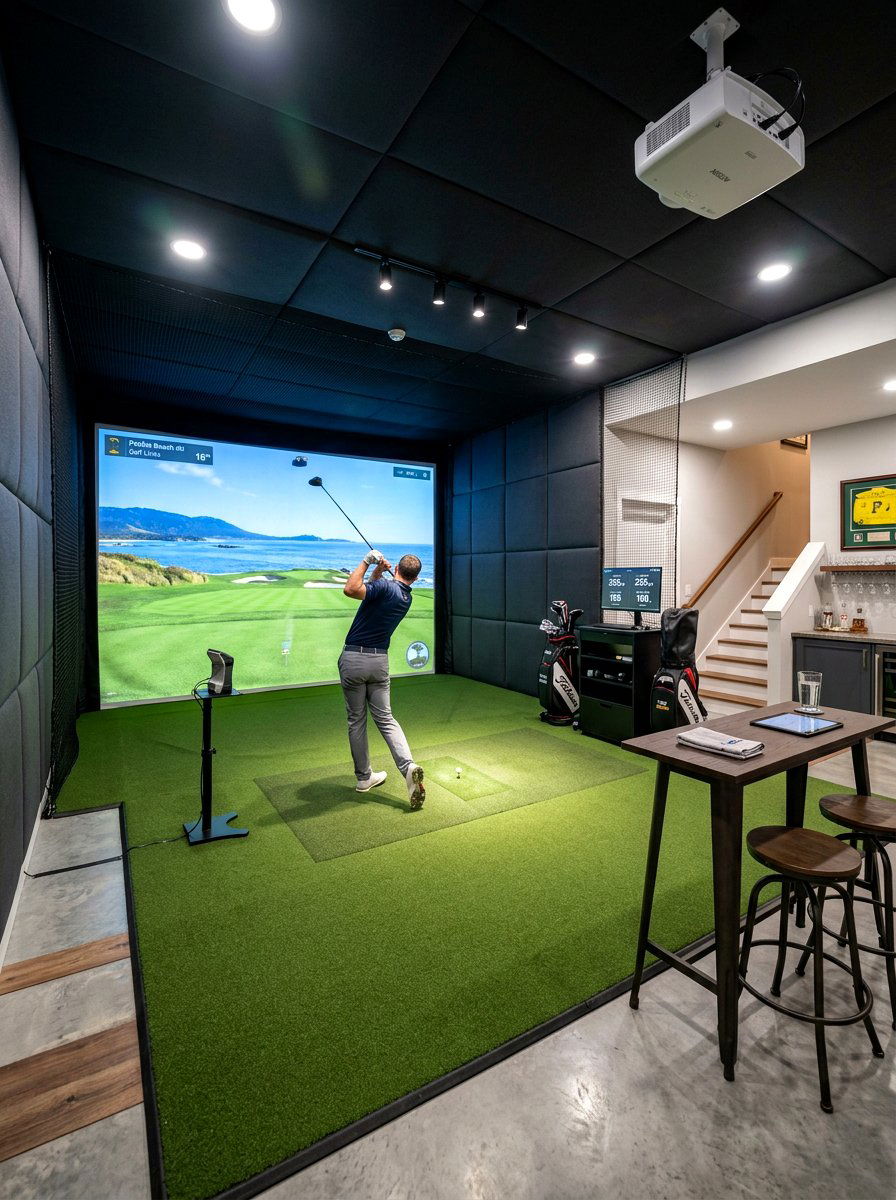 Golf simulator basement - 30 basement game room ideas